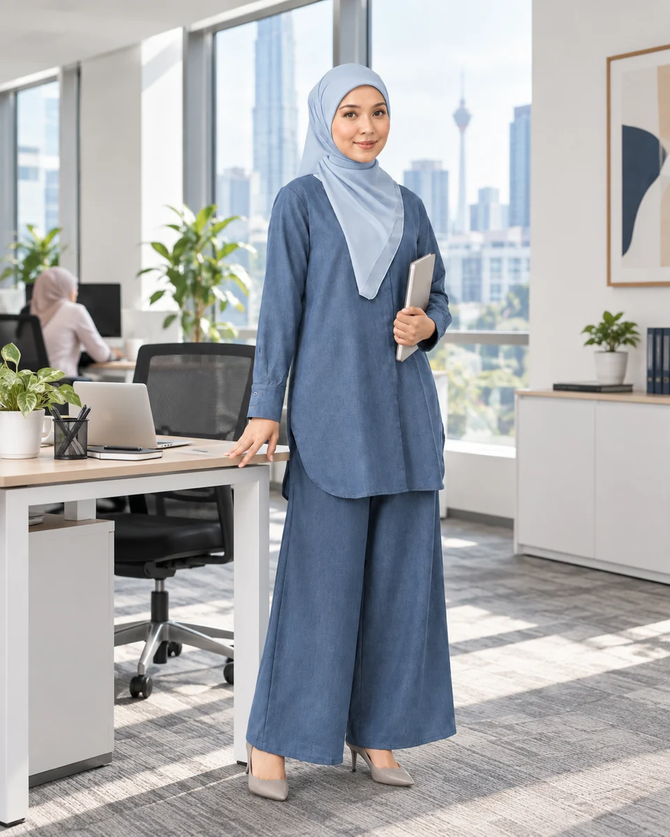 Set Elora Denim Blue di pejabat