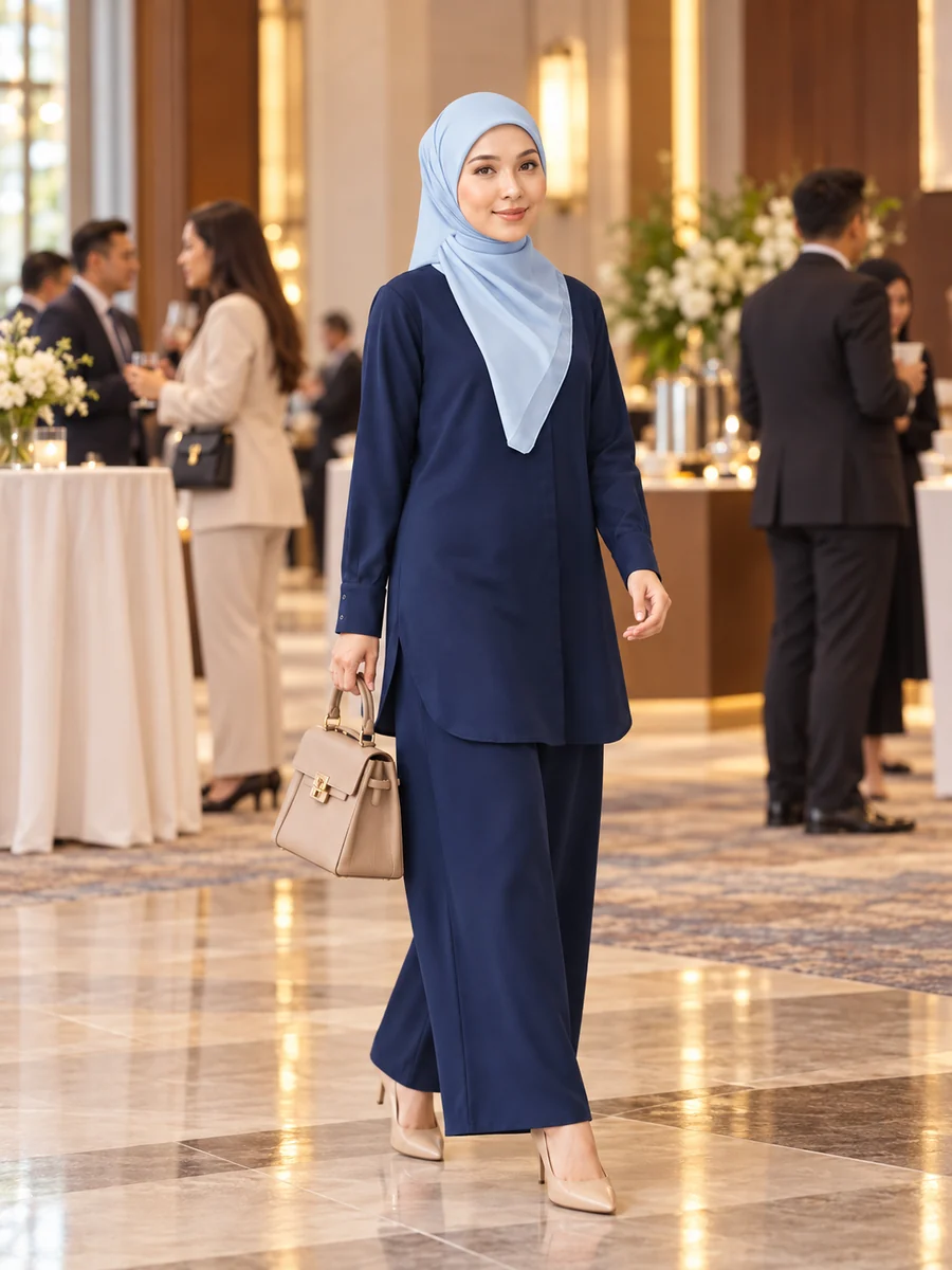 Set Elora Navy Blue di acara korporat
